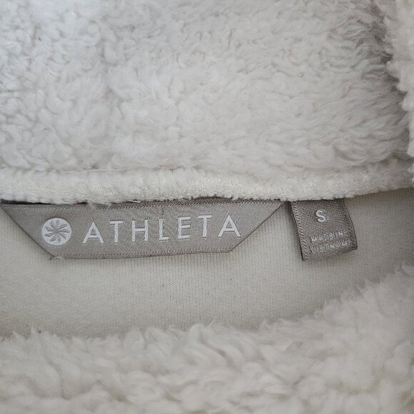 Athleta Nirvana Sherpa funnel Neck Cozy Pullover Sweatshirt Sweater S Cream - Picture 6 of 10